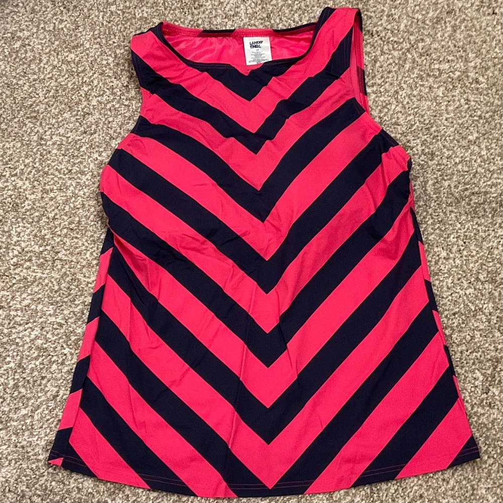 Lands' End Women's Athletic Shirt in Navy and Pink